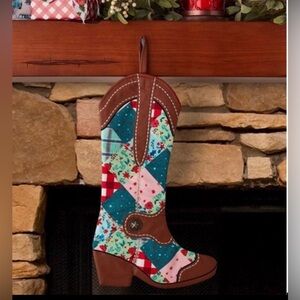 NWT 20" The Pioneer Woman Patchwork Christmas Stocking Cowboy Boot